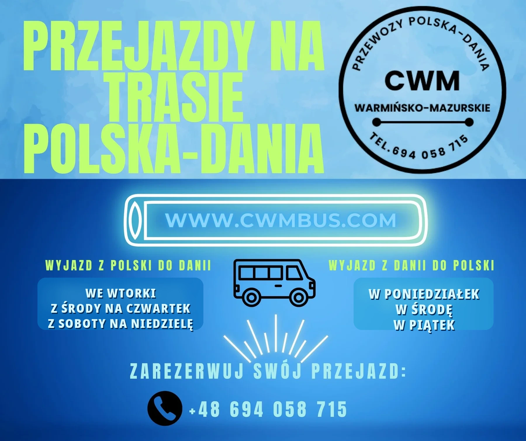 Grafika CWM z terminami przejazdów Polska-Dania